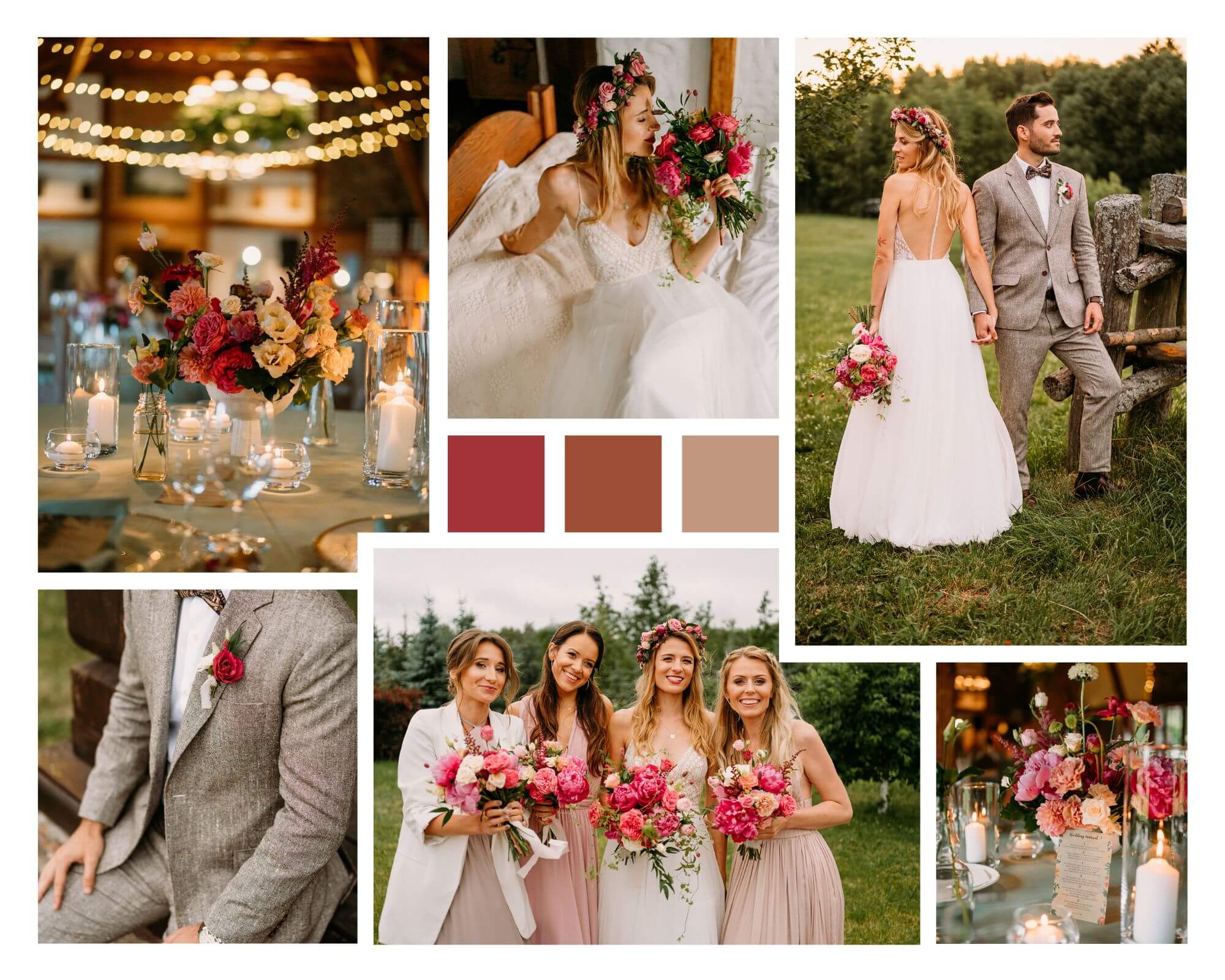 kolor magenta w ślubnych stylizacjach, stylizacje ślubne, inspiracje ślubne, kolor roku Pantone 2023
